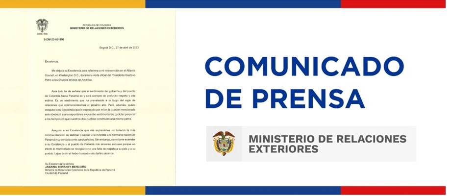 Canciller Álvaro Leyva Durán invitó ayer a su despacho a la embajadora de Panamá en Colombia, Liliana Fernández Puentes, para hacerle entrega de la carta que se adjunta: clic aquí