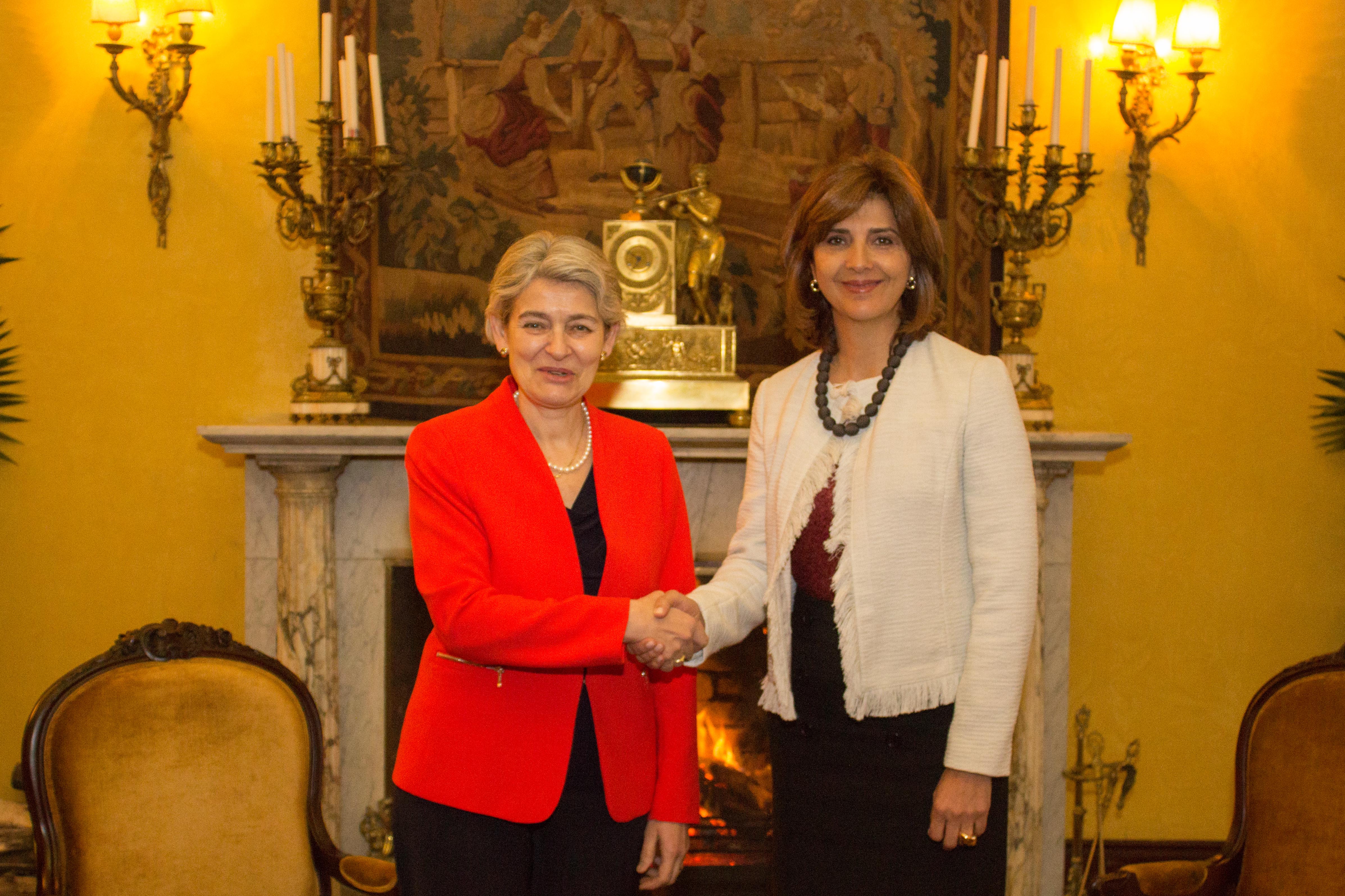 Canciller Holguín recibió a la Directora General de la Unesco en  Palacio de San Carlos