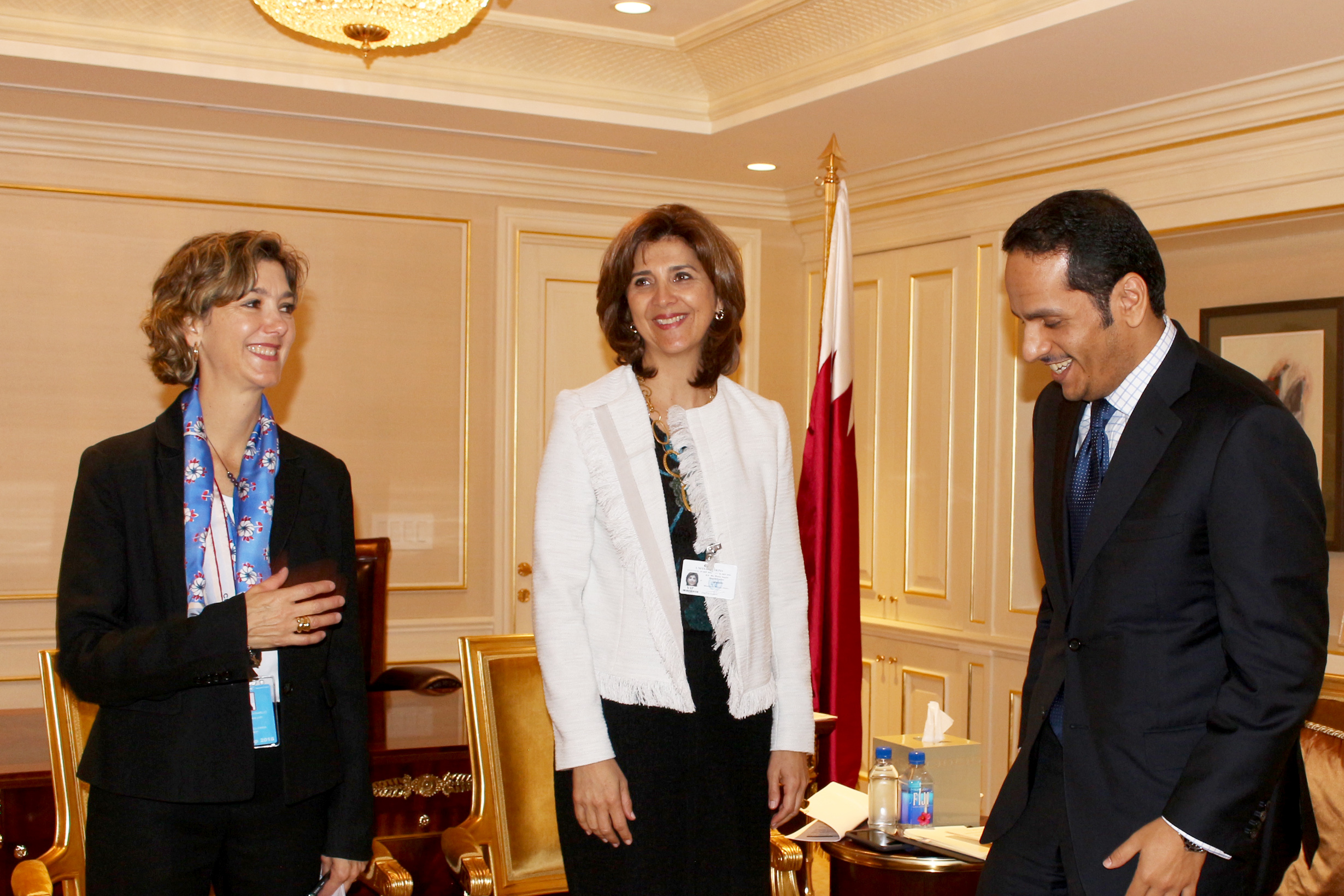 Los Ministros de Relaciones Exteriores de Colombia, María Ángela Holguín y de Qatar, Jeque Mohammed Abdulrahman Bin Jassim Al-Thani, se reunieron este miércoles 21 de septiembre, en el marco del 71 periodo de sesiones de la Asamblea General de las Naciones Unidas que se lleva a cabo en Nueva York.