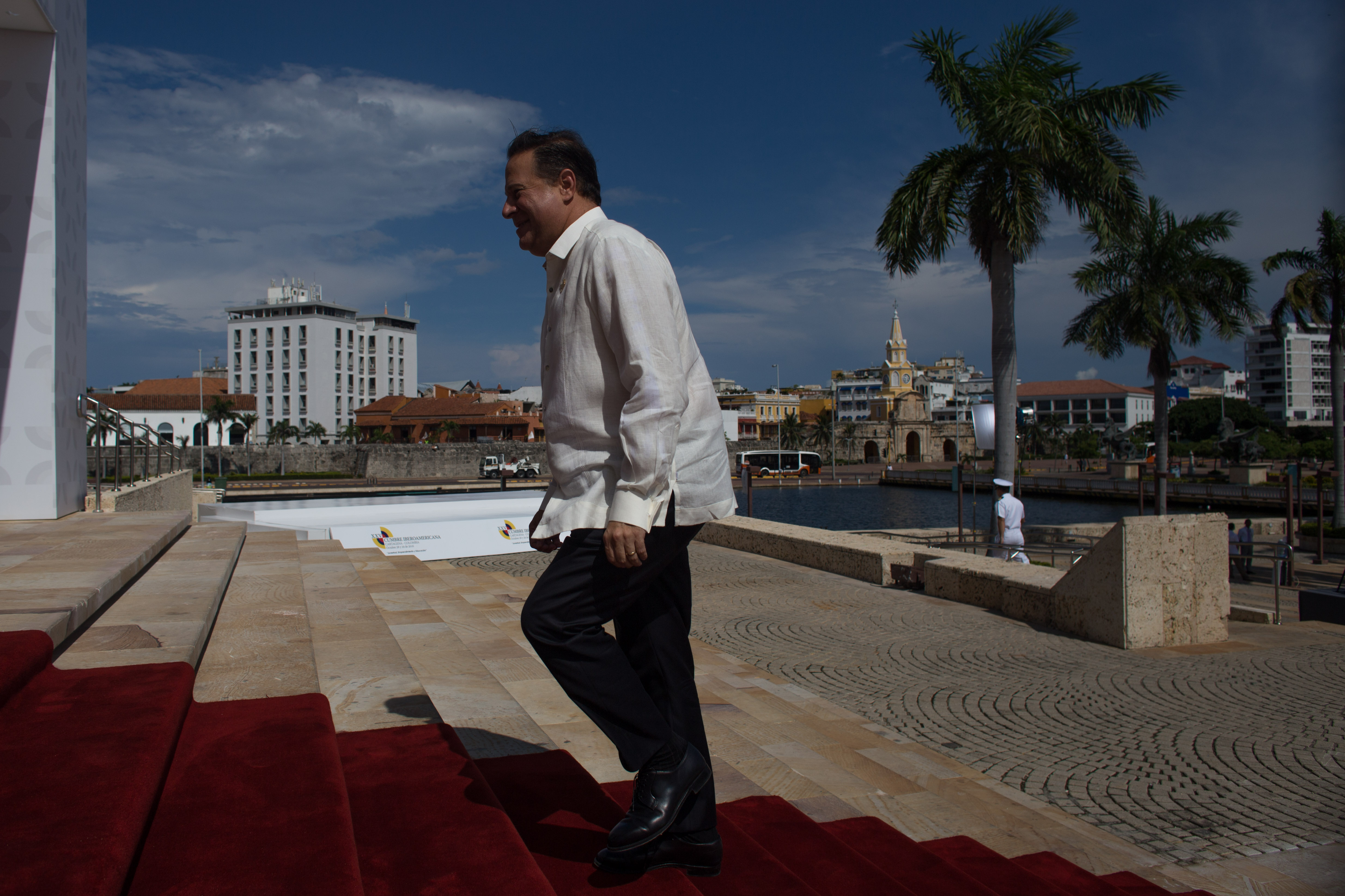 Al Centro de Convenciones de Cartagena llegó el Presidente de Panamá, Juan Carlos Varela, con el fin de participar en el encuentro de Jefes de Estado y de Gobierno que se realiza el 29 de octubre