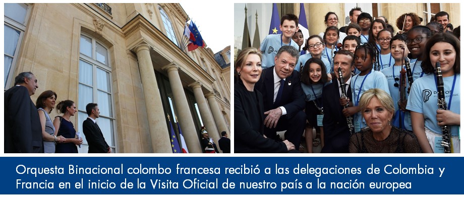 Orquesta Binacional colombo francesa recibió a las delegaciones de Colombia y Francia al inicio de la Visita Oficial de nuestro país a la nación europea