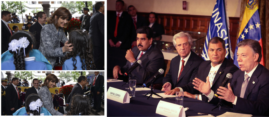 Canciller María Ángela Holguín acompañó al Presidente Juan Manuel Santos durante el diálogo que sostuvo con su homólogo de Venezuela, en Quito