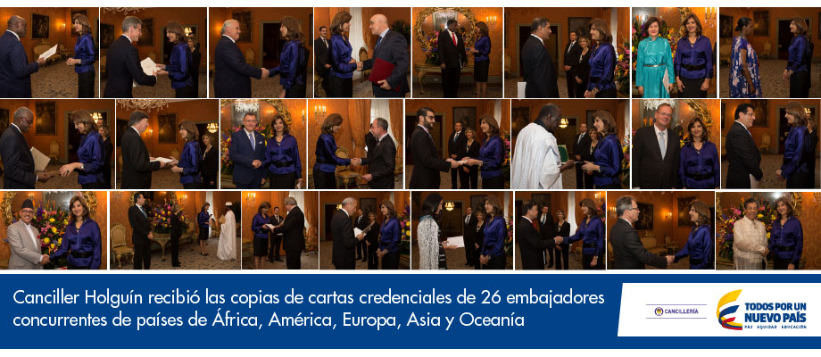 Canciller Holguín recibió las copias de cartas credenciales de 26 embajadores concurrentes 