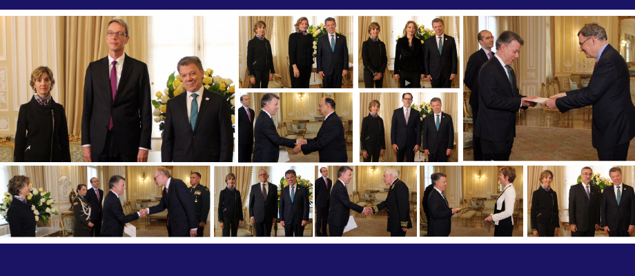 Resumen: Presidente Juan Manuel Santos, acompañado de la Viceministra Londoño, recibió las Cartas Credenciales de los Embajadores de Italia, Polonia, Países Bajos, Noruega, Alemania, Rusia, Austria, Brasil, Ecuador, Perú y Canadá 