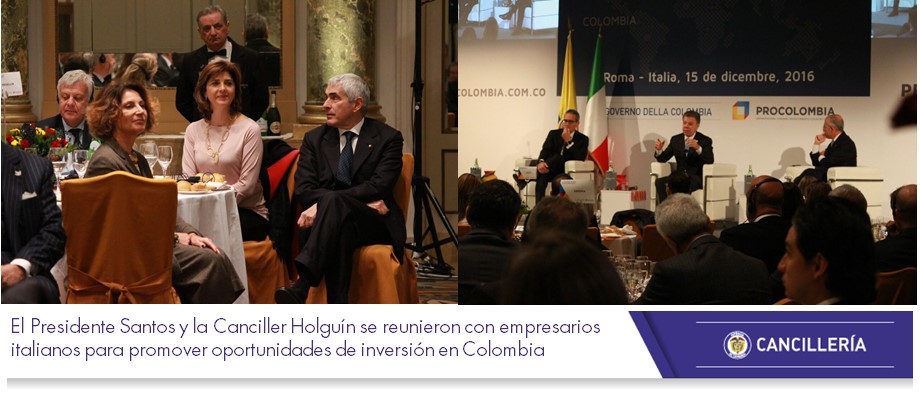 El Presidente Santos y Canciller Holguín se reunieron con empresarios italianos para promover oportunidades de inversión en Colombia