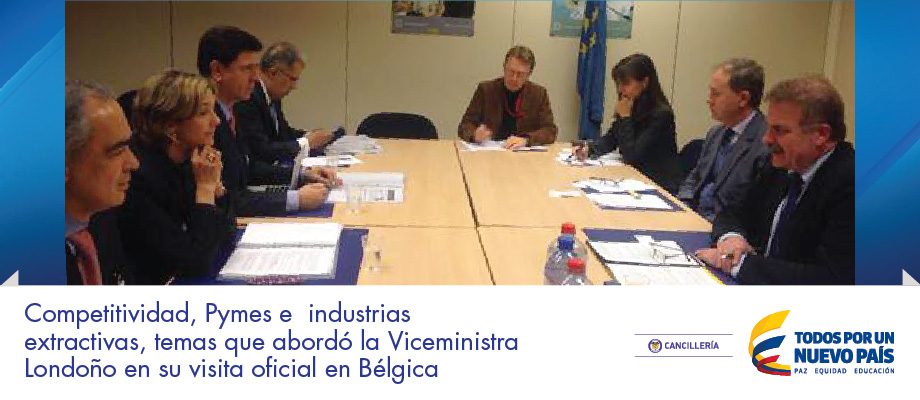Competitividad, Pymes e  industrias extractivas, temas que abordó la Viceministra Londoño en su visita oficial en Bélgica