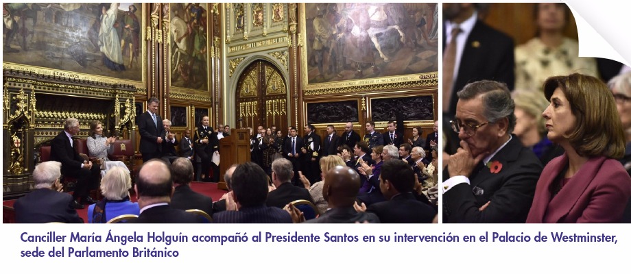 Canciller Holguín acompañó al Presidente Santos en su intervención en el Palacio de Westminster, sede del Parlamento Británico