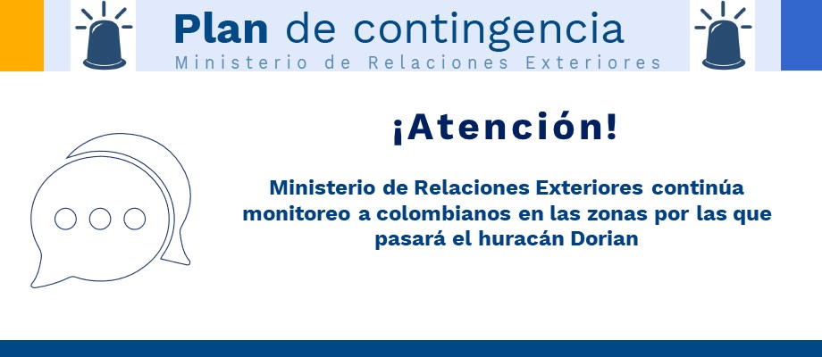 Ministerio de Relaciones Exteriores continúa monitoreo a colombianos en las zonas por donde pasará el huracán Dorian