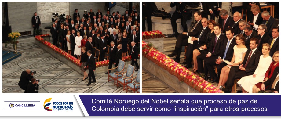 Comité Noruego del Nobel señala que proceso de paz de Colombia debe servir como “inspiración” para otros procesos