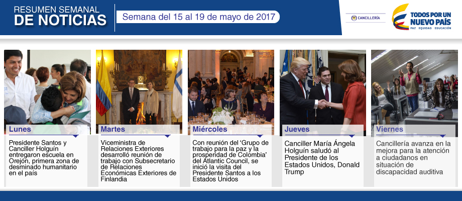 Resumen semanal de noticias del 15 al 19 de mayo de 2017 