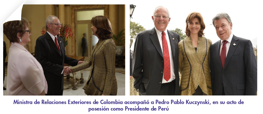 Ministra de Relaciones Exteriores de Colombia acompañó a Pedro Pablo Kuczynski, en su acto de posesión como Presidente de Perú