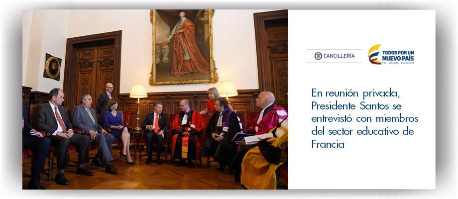 En reunión privada, el Presidente Santos se entrevistó con miembros del sector educativo de Francia 