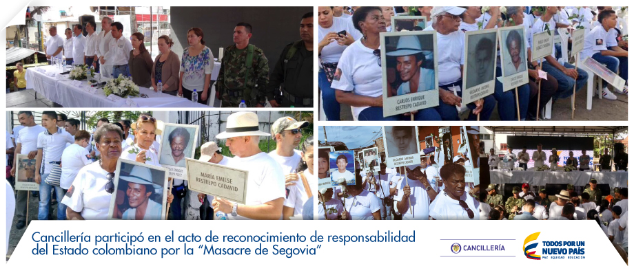 Cancillería participó en el acto de reconocimiento de responsabilidad del Estado colombiano por la ‘Masacre de Segovia’