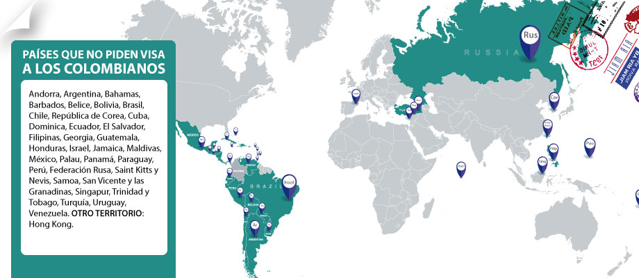 lugares que no piden visa para los colombianos