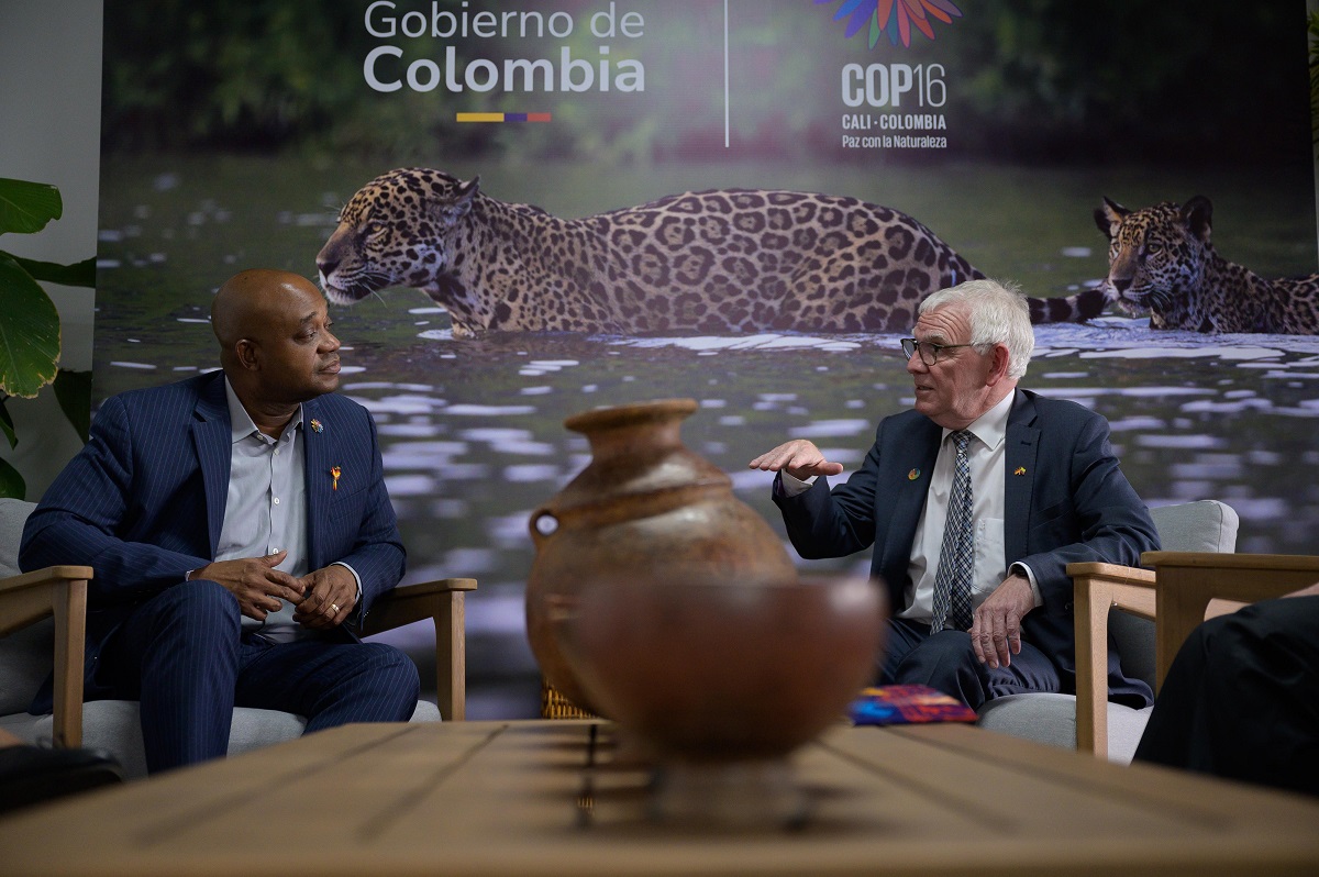  Foto del encuentro del Canciller Luís Gilberto  Murillo y el secretario de Estado de Alemania, Jochen Flasbarth.
