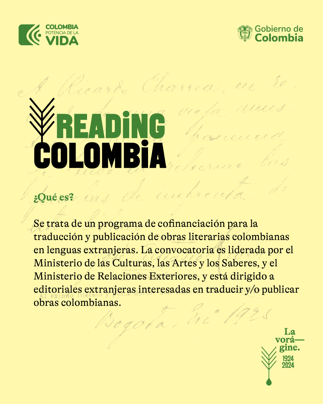 Convocatoria ‘Reading Colombia. Centenario Vorágine’ 