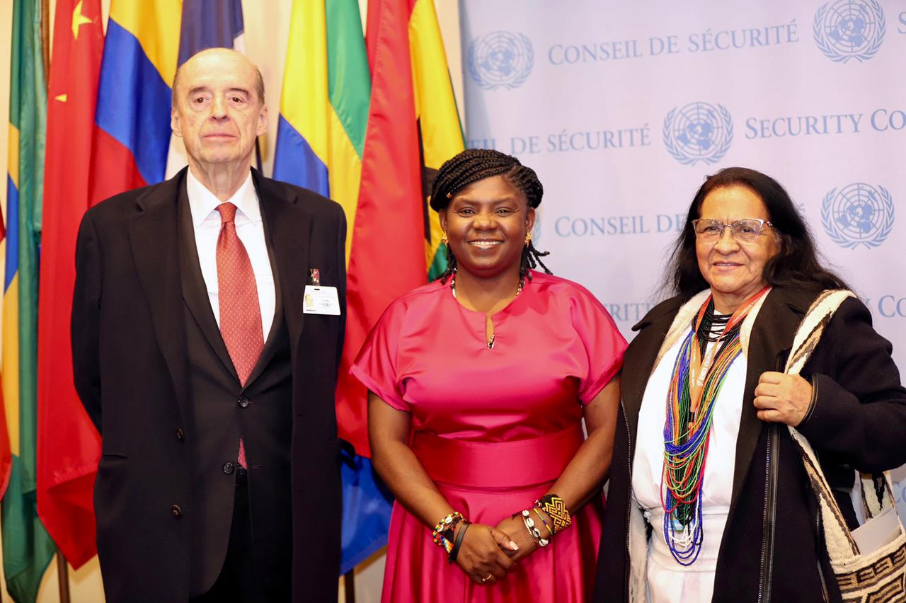 Vicepresidenta Francia Márquez y Ministro Álvaro Leyva en el Consejo de Seguridad de Naciones Unidas
