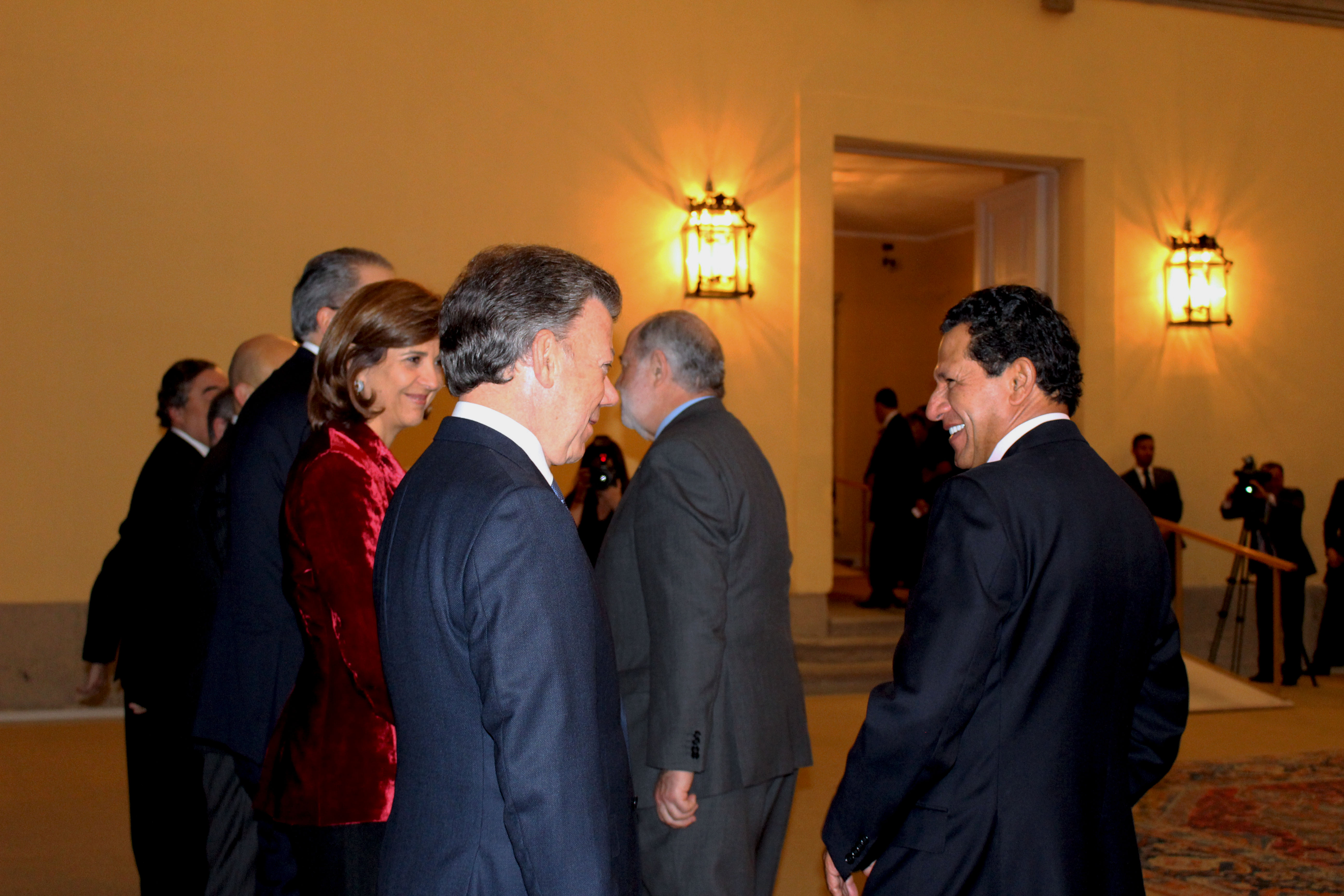 Presidente Santos, Canciller Holguín, Palacio Real de El Pardo, desayuno con líderes empresariales de España