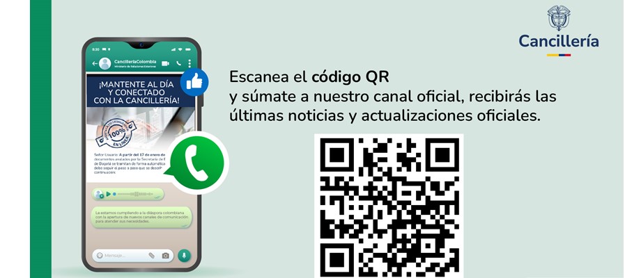 Únete al canal de WhatsApp de la Cancillería y mantente informado 