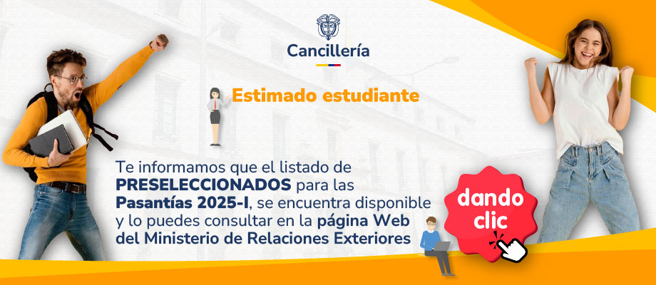  Ministerio de Relaciones Exteriores publica el listado de estudiantes preseleccionados para la convocatoria para pasantías 2025-I