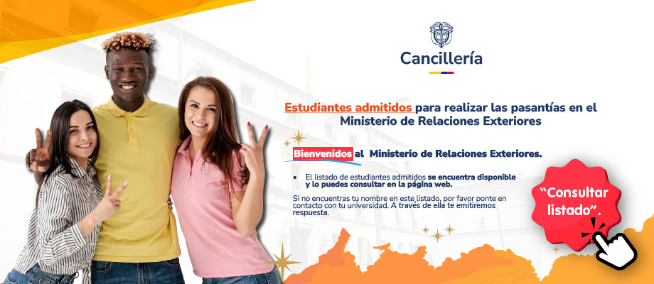 Ministerio de Relaciones Exteriores publica el listado de estudiantes admitidos para realizar sus pasantías 