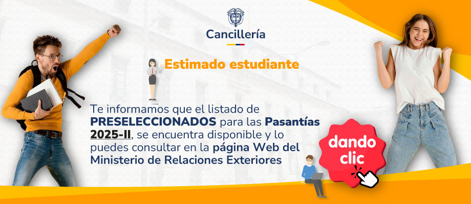 Ministerio de Relaciones Exteriores publica el listado de estudiantes preseleccionados para la convocatoria Pasantías 2025-II