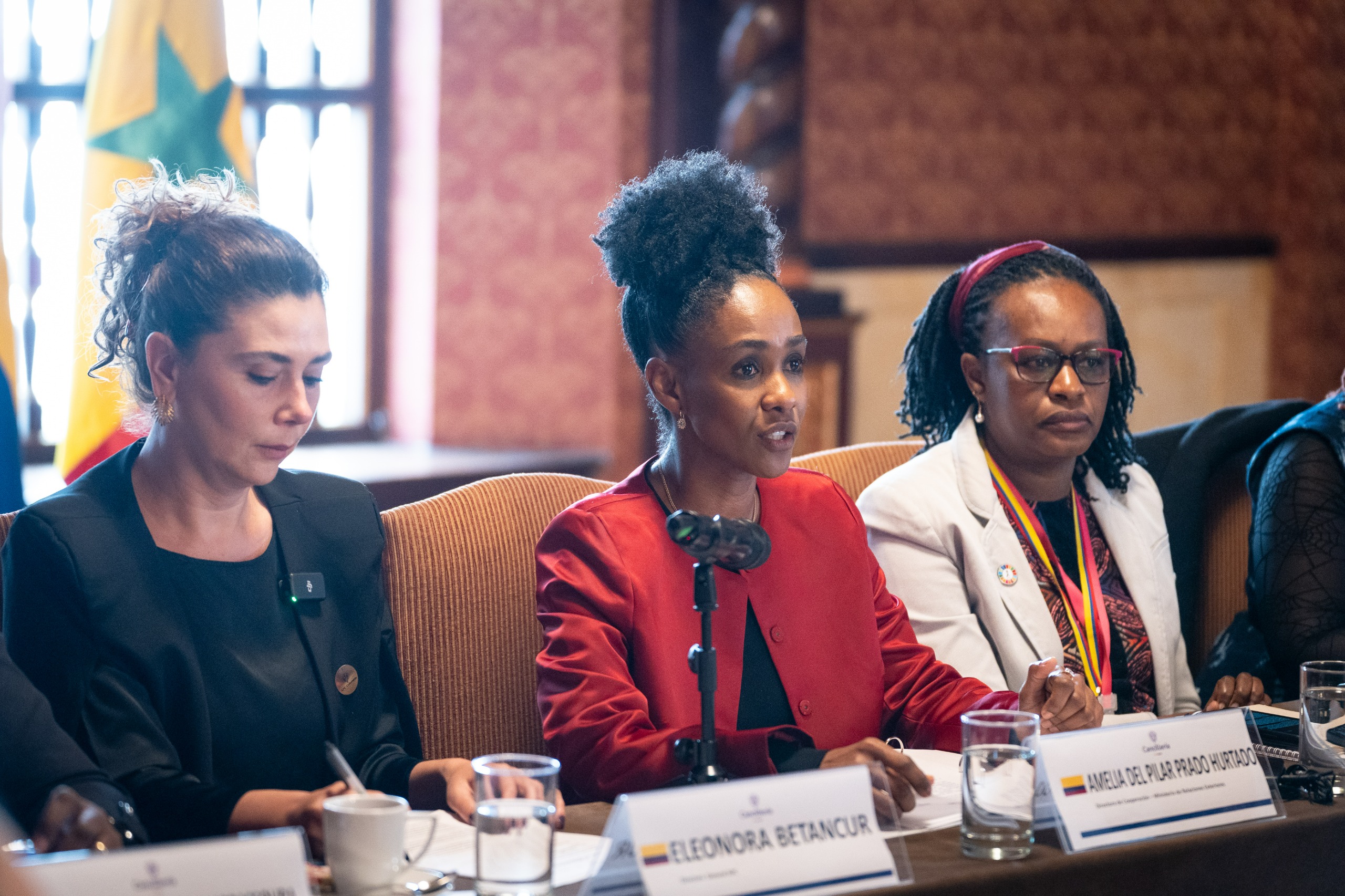 Aparecen la directora de Cooperación Internacional de la Cancillería, Amelia del Pilar Prado Hurtado, y la directora de APC Colombia, Eleonora Betancur