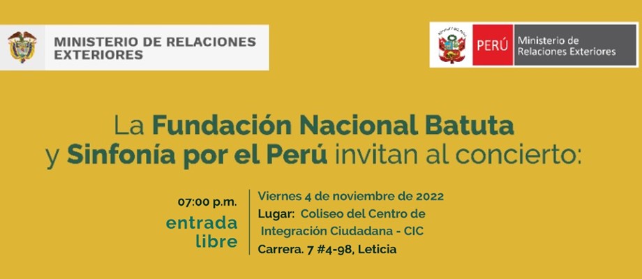Los Ministerios de Relaciones Exteriores de Colombia y Perú, la Fundación Nacional Batuta y Sinfonía por el Perú hacen posibles dos conciertos en la Amazonía para promover la integración fronteriza