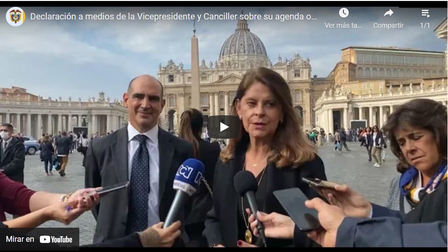 Vicepresidente y Canciller, Marta Lucía Ramírez, ofreció rueda de prensa sobre su agenda oficial en El Vaticano