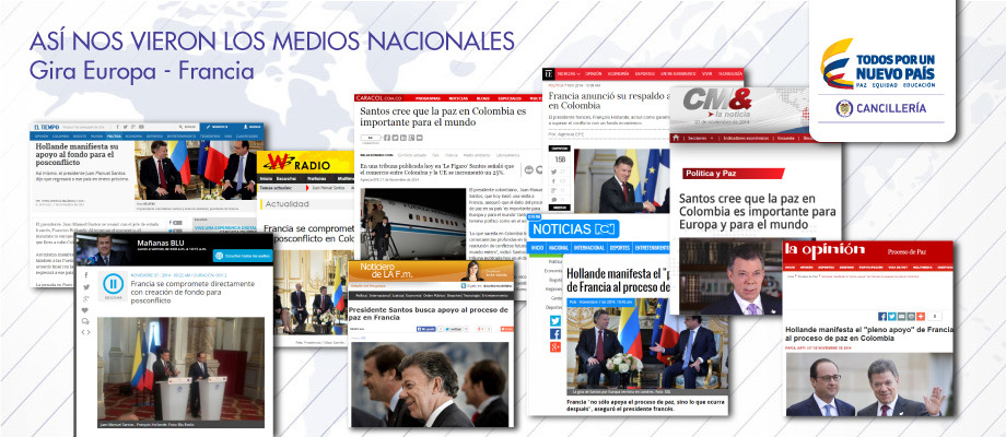 Así registraron los medios nacionales la visita del Presidente Juan Manuel Santos y la Canciller María Ángela Holguín a Francia
