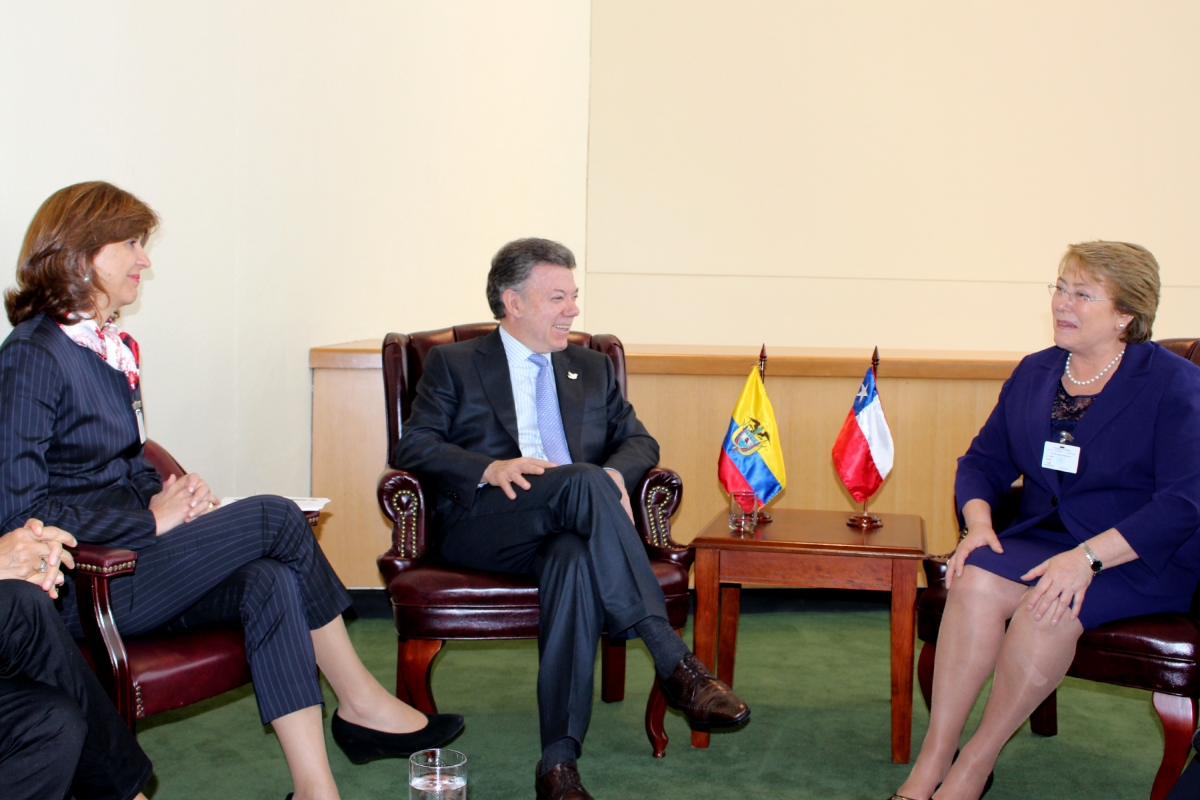 Proceso de paz en Colombia, tema de la reunión del Presidente Juan Manuel Santos con su homóloga chilena Michelle Bachelet