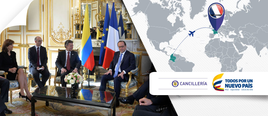 reunidos presidente de Francia y Colombia