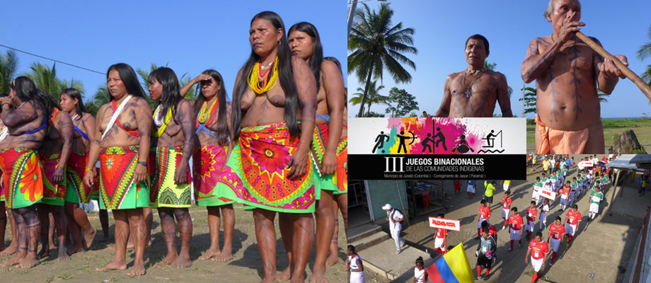 indígenas en la inauguración de los III Juegos Binacionales de las Comunidades Indígenas
