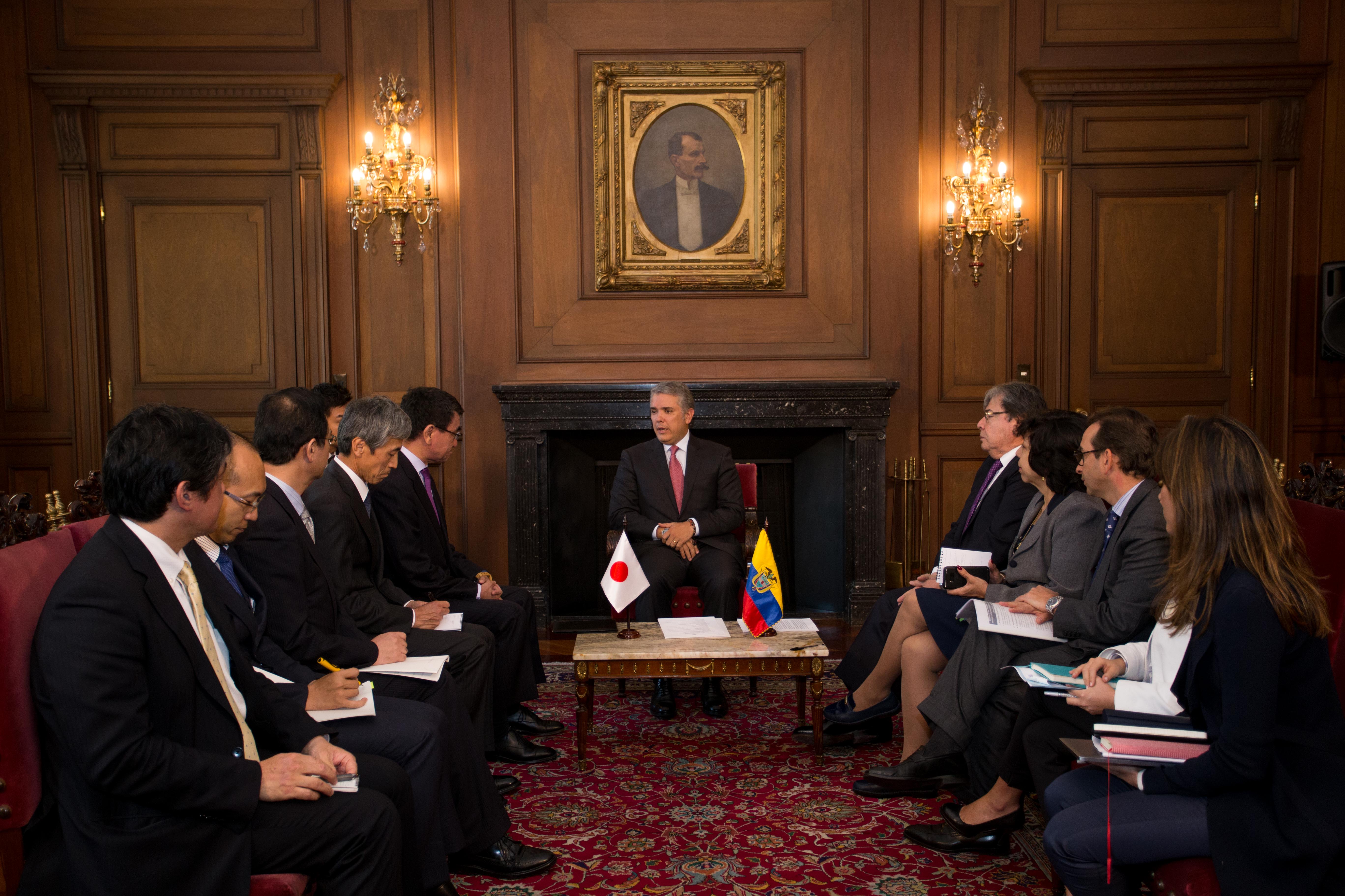 El Presidente Iván Duque Márquez recibió en la Casa de Nariño al Ministro de Asuntos Exteriores de Japón