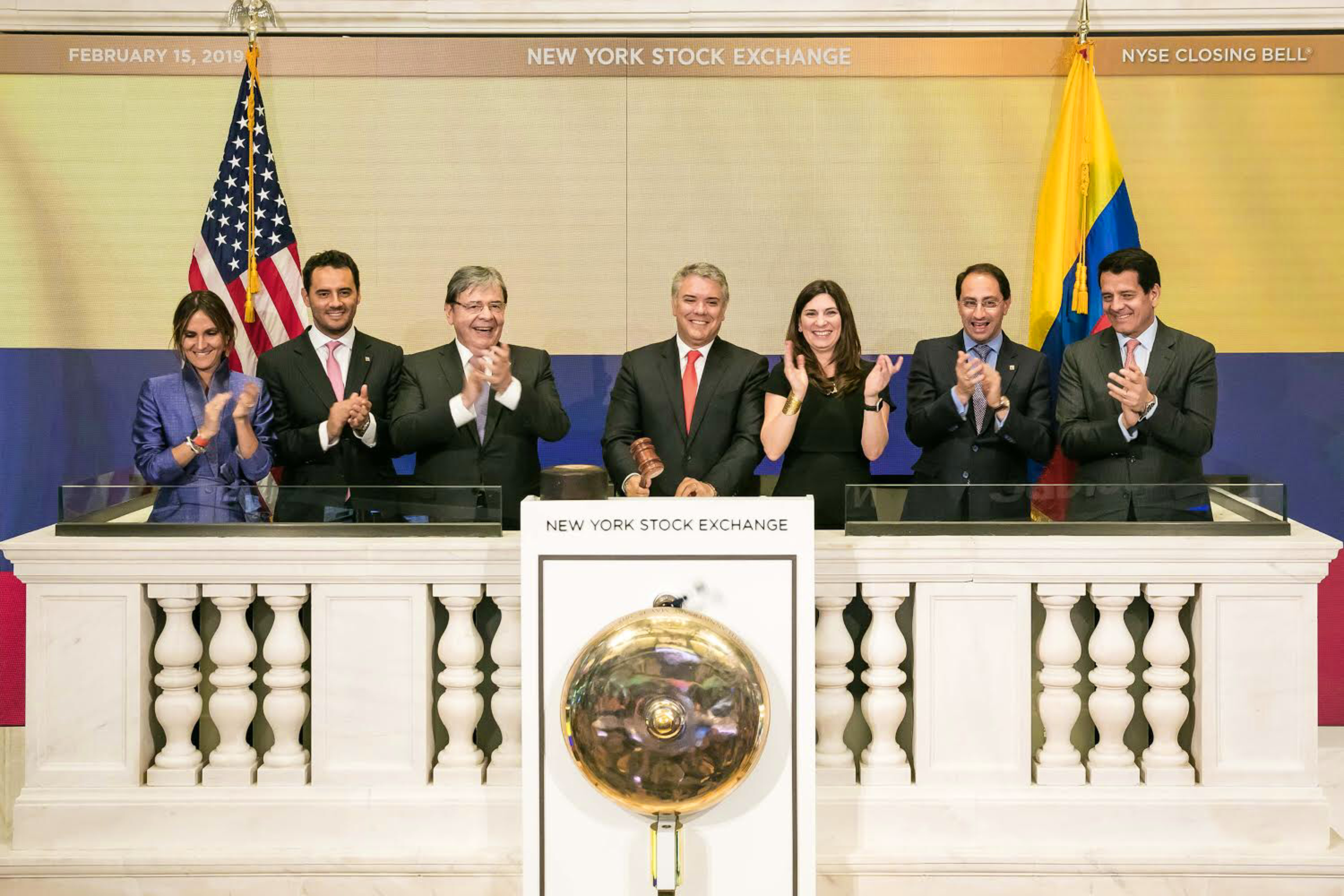 En Wall Street, el Canciller Carlos Holmes Trujillo acompañó al Presidente Iván Duque en el cierre de la Bolsa de Valores de Nueva York