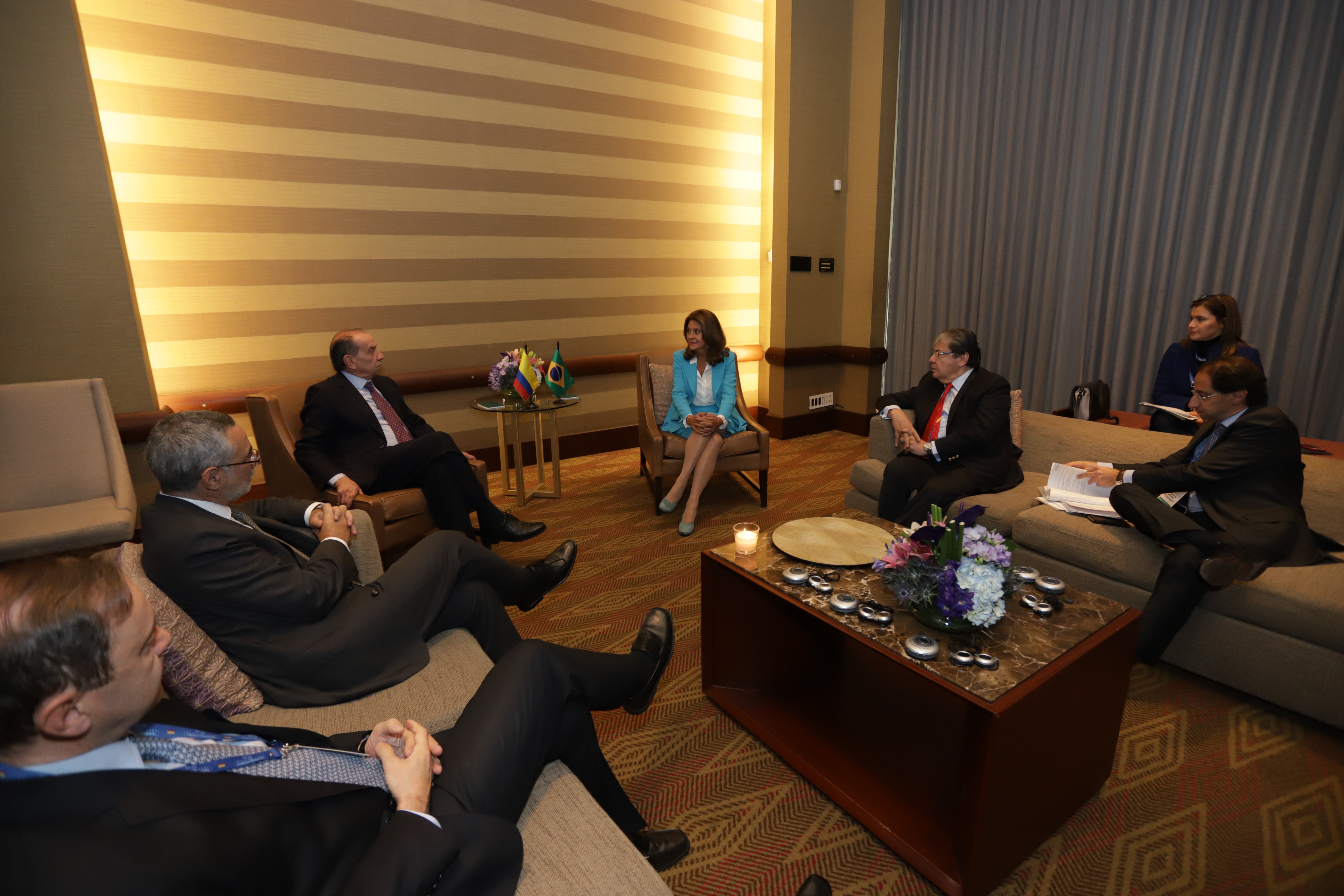 La Vicepresidenta de Colombia, Carlos Holmes Trujillo, Ministro de Relaciones Exteriores y Aloysio Nunes Ferreira, Canciller de Brasil