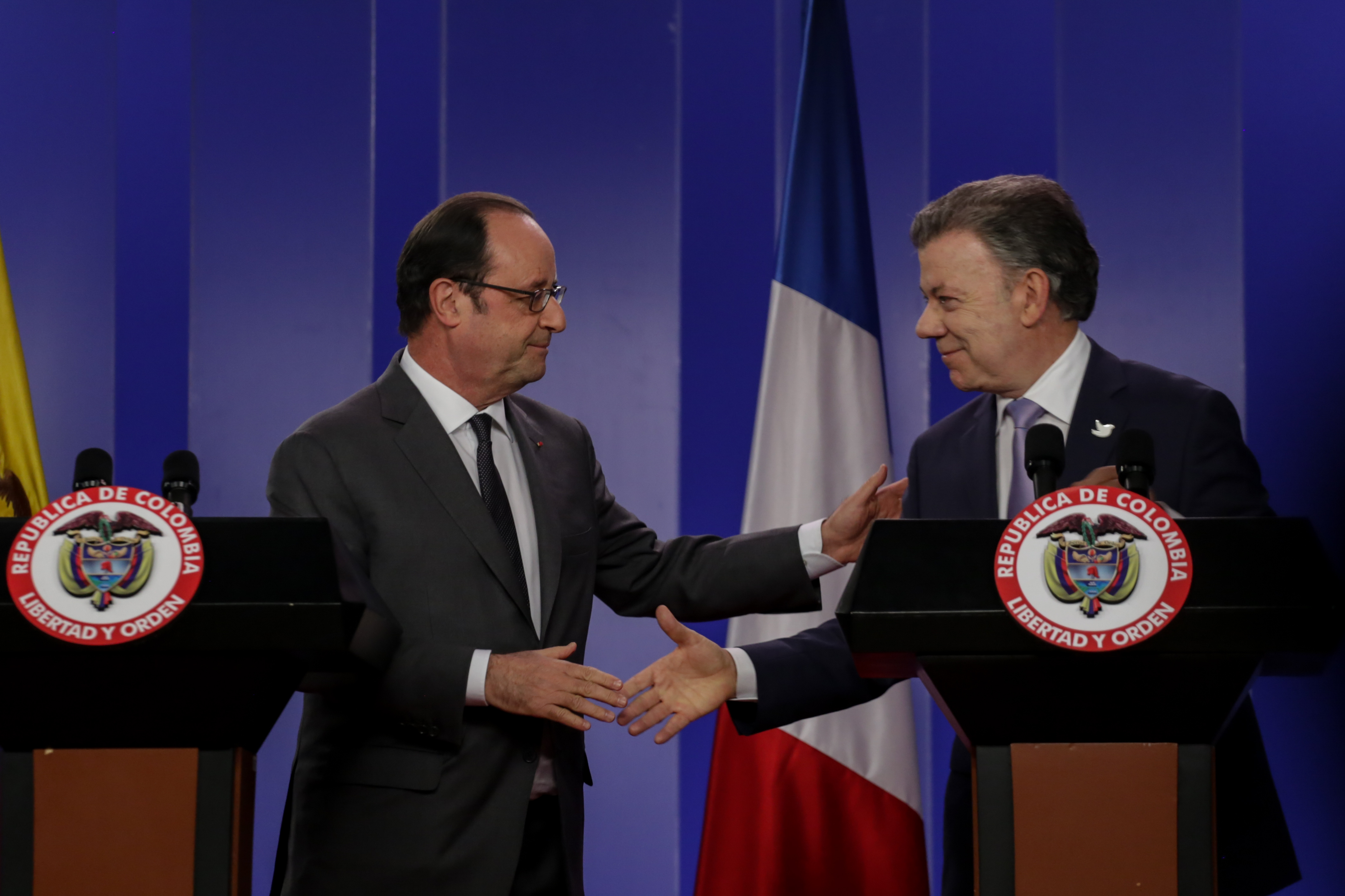Al término de la reunión ampliada entre las delegaciones de Colombia y Francia, el Presidente Juan Manuel Santos destacó, en declaración a los medios de comunicación, como “excepcional” el estado de las relaciones entre ambos países.