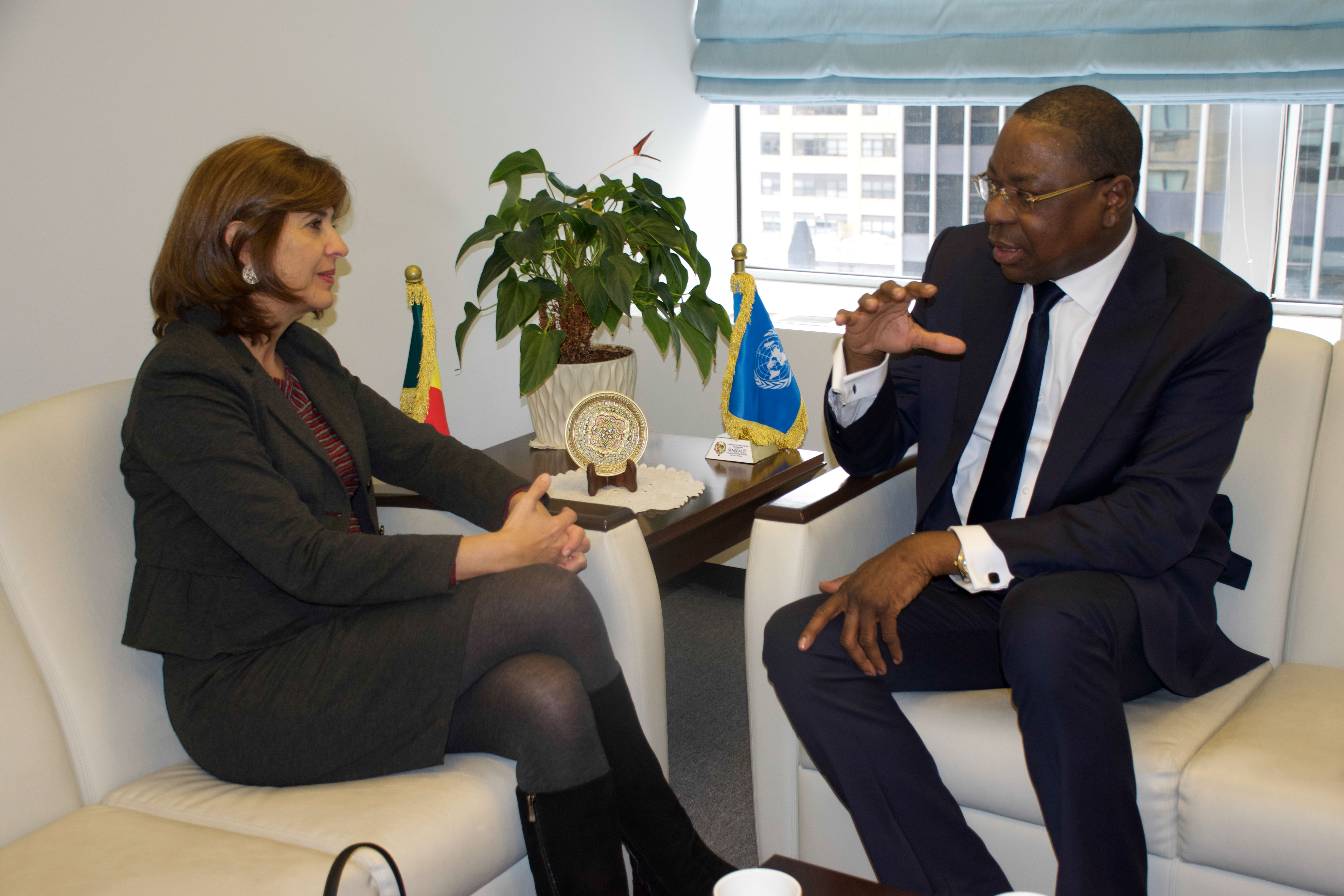 Canciller María Ángela Holguín se reunió con el Ministro de Relaciones Exteriores de Senegal, Mankeur Ndiaye a quien le agradeció el apoyo de su país en el Consejo de Seguridad 