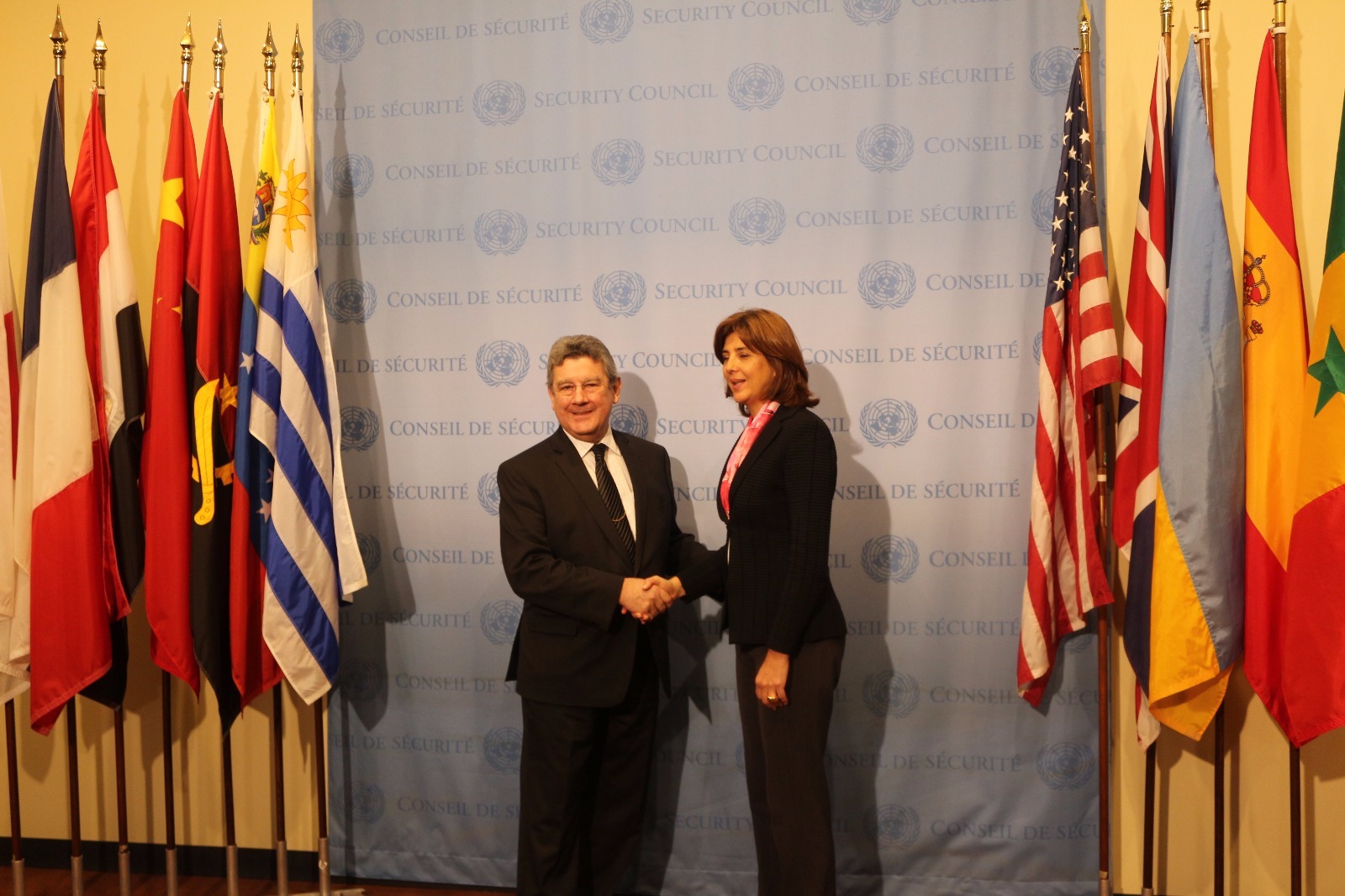 Canciller Holguín y Presidente del Consejo de Seguridad en sede de la ONU en Nueva York
