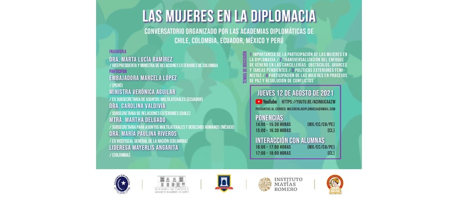 La Academia Diplomática Augusto Ramírez Ocampo invita al conversatorio "Las mujeres en la diplomacia", el 12 de agosto