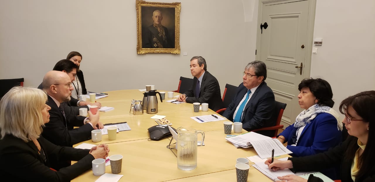 Canciller Carlos Holmes Trujillo dialogó con el Director de la Academia Folke Bernadotte, Sven-Eric Söder, sobre el proceso de estabilización y convivencia pacífica en Colombia