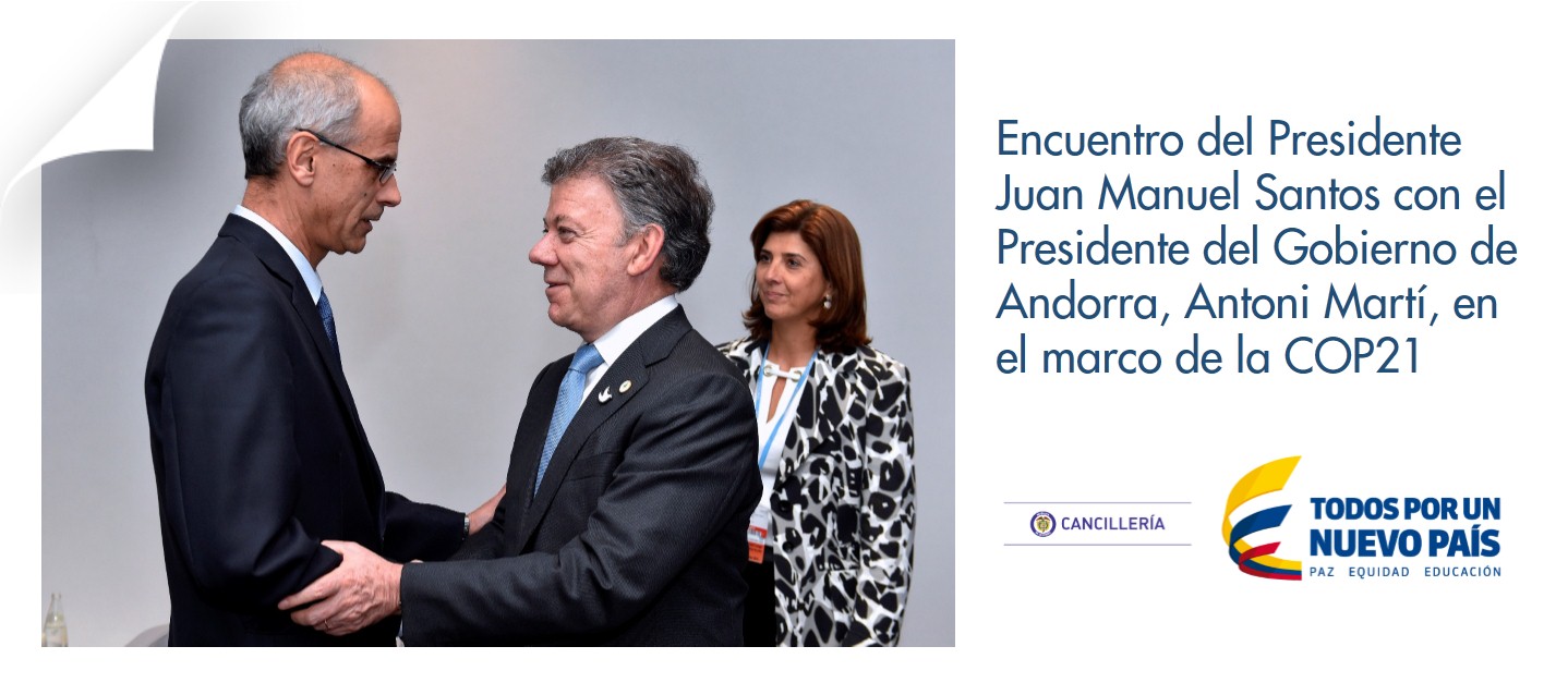 Encuentro del Presidente Juan Manuel Santos con el Presidente del Gobierno de Andorra, Antoni Martí, en el marco de la COP21