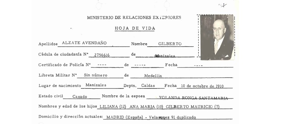 En los archivos de la Cancillería: 110 años del nacimiento de Gilberto Alzate Avendaño, escritor, político conservador y embajador de Colombia en España