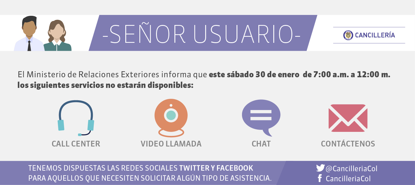 El CIAC no prestará servicios de chat, video llamada, llamadas ni correo electrónico el sábado 30 de enero entre las 7:00 a.m. y las 12 m.