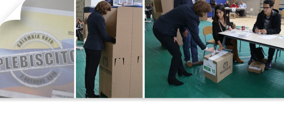 Canciller María Ángela Holguín ejerció su derecho al voto en las elecciones por el Plebiscito