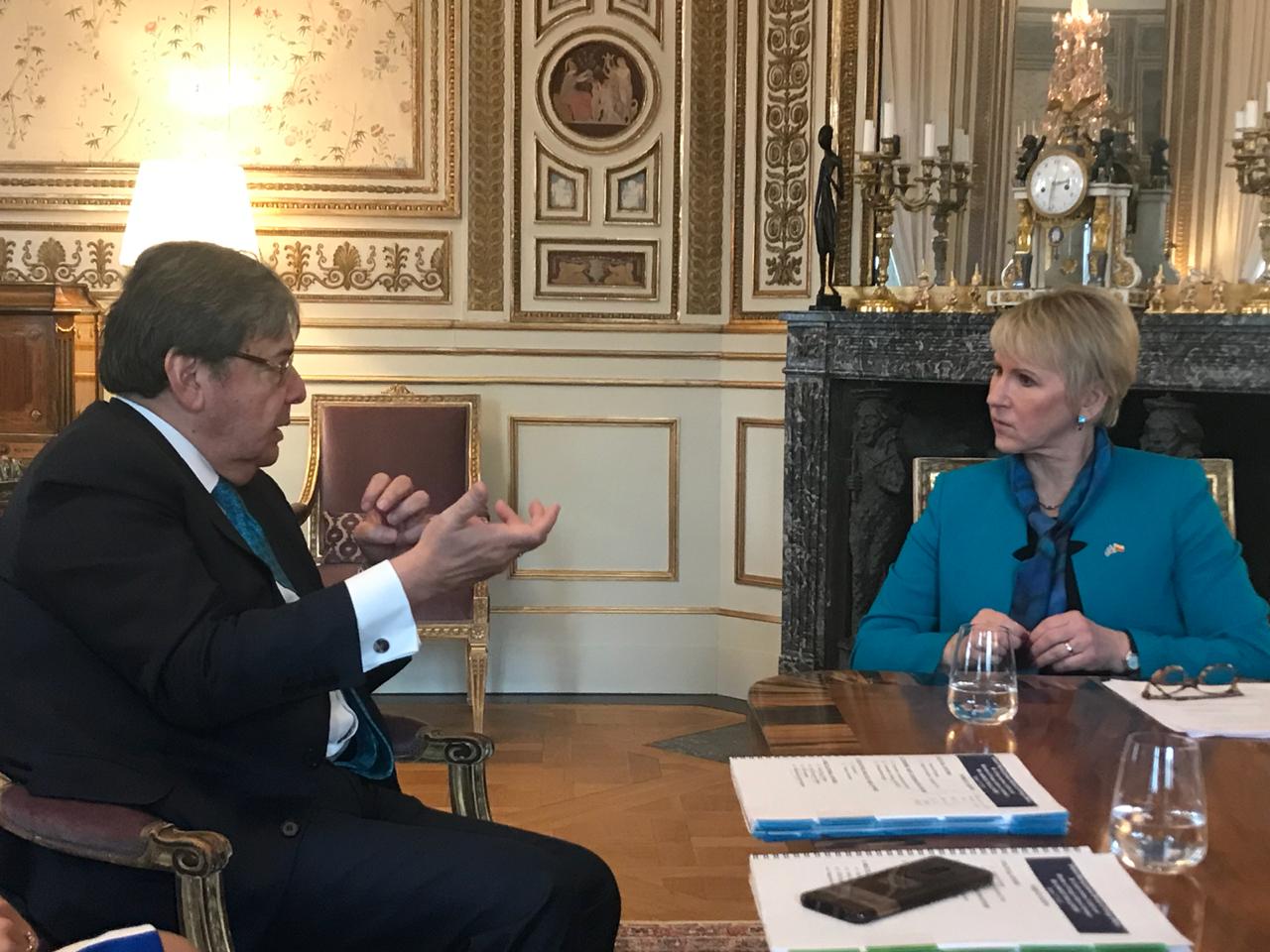 Estabilización y convivencia pacífica en Colombia y la crisis en Venezuela, temas abordados por el Canciller Carlos Holmes Trujillo con su homóloga de Suecia, Margot Wallström