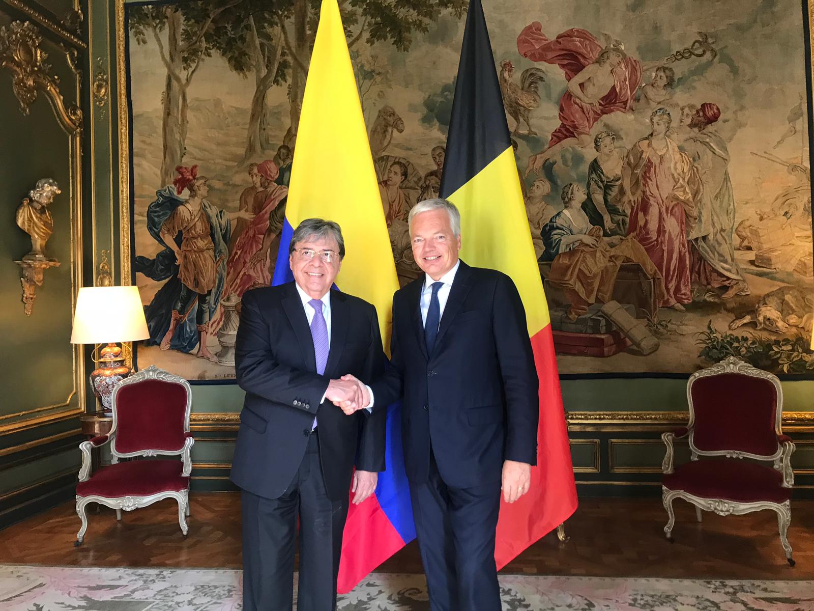 Canciller de Bélgica, Didier Reynders, expresó su interés de impulsar el acuerdo comercial entre Colombia y la Unión Europea a su homólogo Carlos Holmes Trujillo