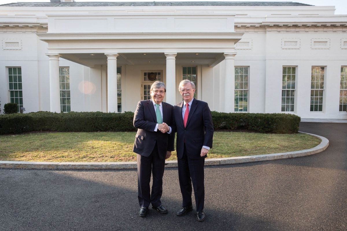 EE.UU. y Colombia trabajan coordinadamente para lograr recuperación de la democracia en Venezuela: Ministro Carlos Holmes Trujillo al finalizar reunión con John Bolton, Asesor de Seguridad Nacional de la Casa Blanca