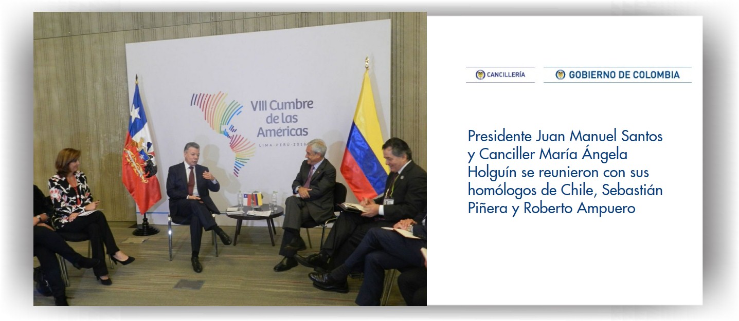 Presidente Juan Manuel Santos y Canciller María Ángela Holguín se reunieron con sus homólogos de Chile, Sebastián Piñera y Roberto Ampuero 