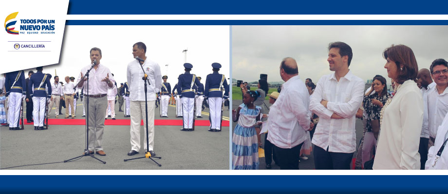 Presidente Santos y Canciller Holguín llegaron a Guayaquil para participar en el Quinto Gabinete Binacional y Encuentro Presidencial de 2017